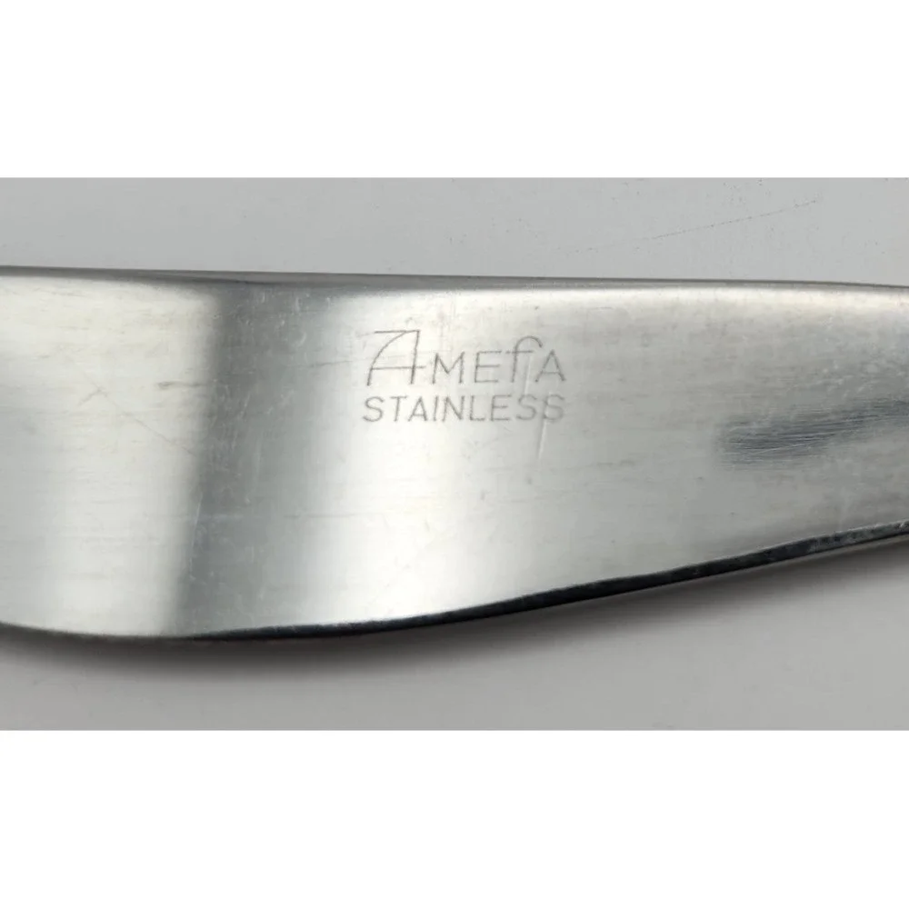 Amefa Holland‎ Stainless Dinner Knife 5 Knives Disc. Geometric Pattern VTG HTF